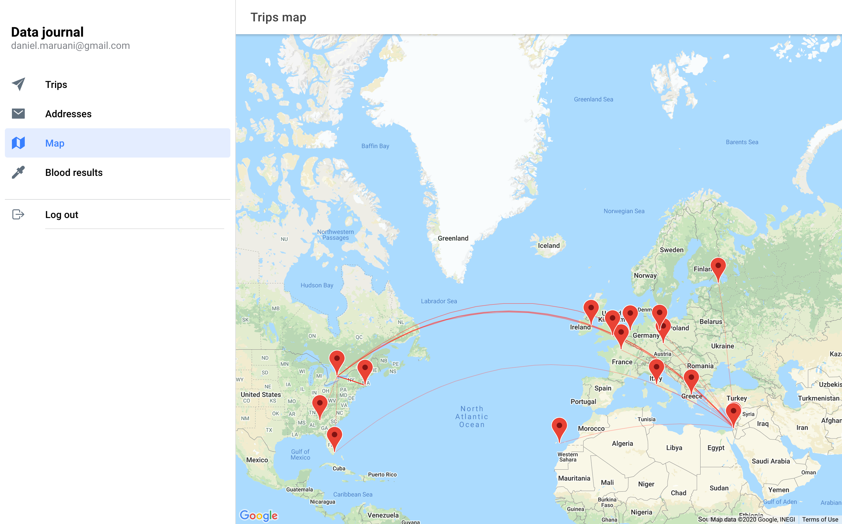 Data Journal map view